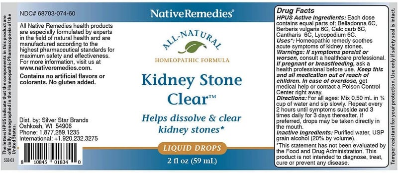 Native Remedies Kidney Stone Clear - Homeopathic Formula for Dissolving and Clearing Kidney Stones - 59 mL - Image 5